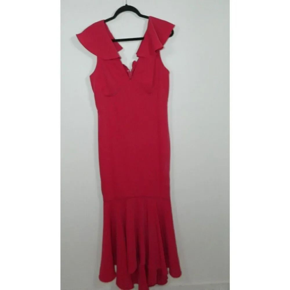 Sachin & Babi Dress Gown Size 10‎ Pink Ruffled Mason Mermaid Hem Prom Coquette